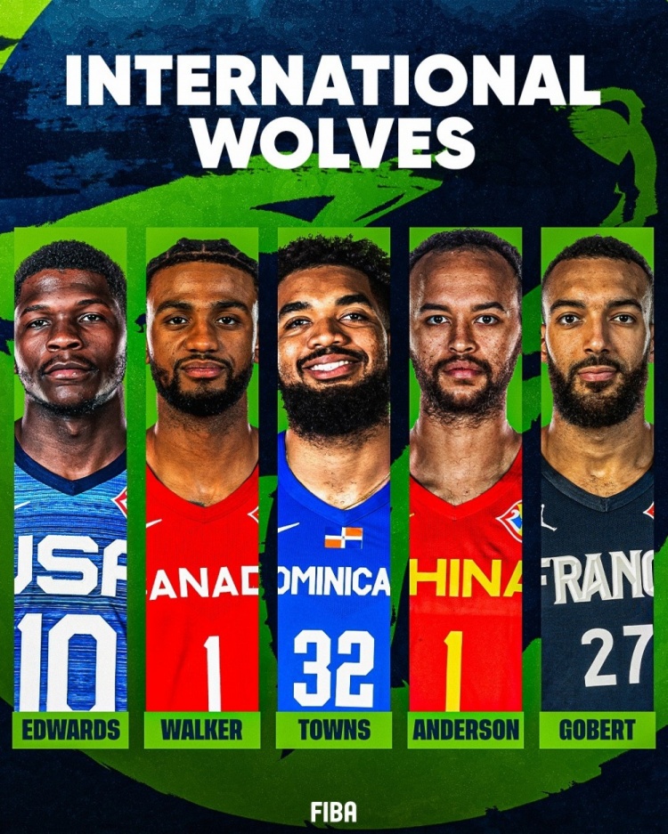 多人打过世界杯&李凯尔在列！FIBA官方晒森林狼阵容：国际狼